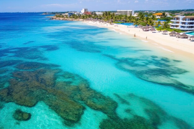 Prachtig paradijselijk strand met helderblauw water en zacht zandstrand