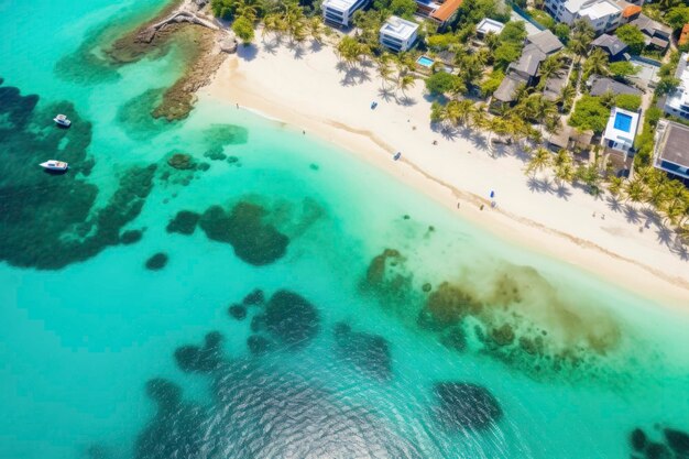 Prachtig paradijselijk strand met helderblauw water en zacht zandstrand