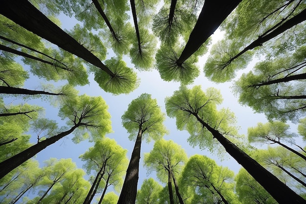 Foto prachtig perspectief op boomkrans met natuurlandschap