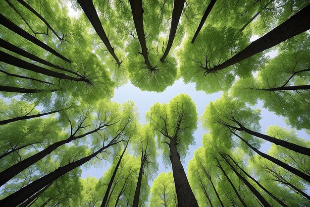 Foto prachtig perspectief op boomkrans met natuurlandschap