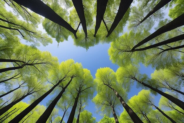 Prachtig perspectief op boomkrans met natuurlandschap