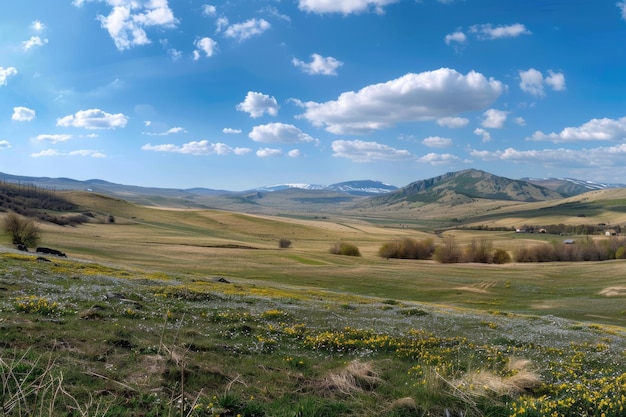 Prachtig Roemeens platteland op een zonnige voorjaarsmiddag