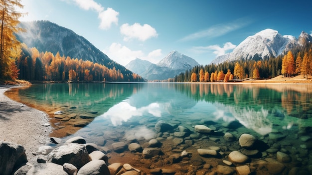 Prachtig schild van Tress op een rotseiland in het Hintersee-meer