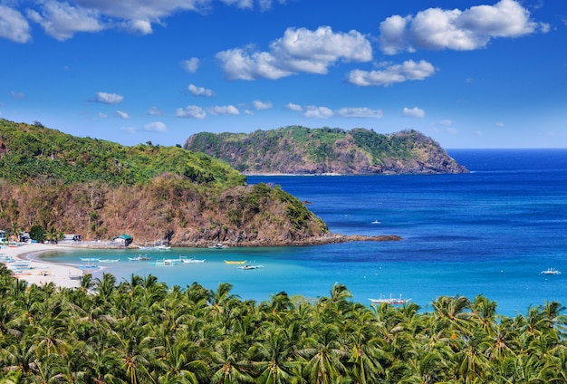 Prachtig schilderachtig uitzicht op zee baai en berg eilanden, palawan, filippijnen vakantie sereniteit prachtige tropische natuur