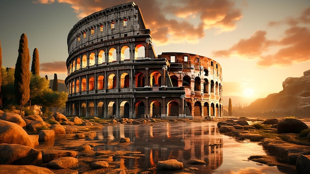 Prachtig shot van het beroemde Romeinse colosseum amfitheater