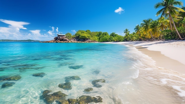 prachtig strand met palmbomen wit zand kleurrijk