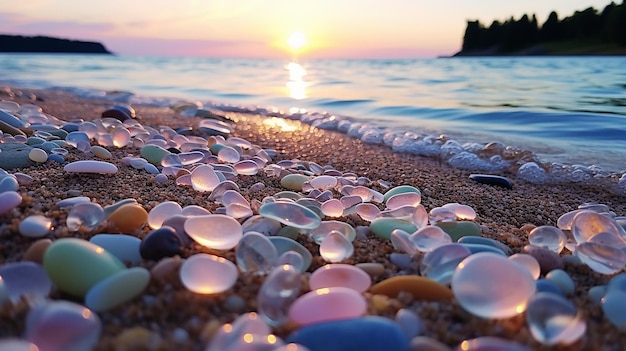 Prachtig strand onder de ondergaande zon