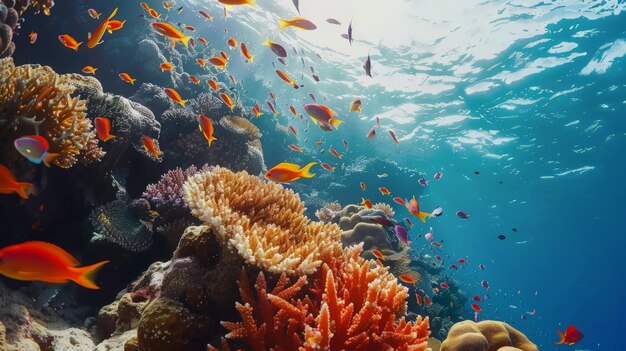 Prachtig tropisch koraalrif met scholen of rode koraalvissen anthias Rode Zee