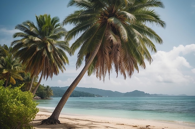 Prachtig tropisch strand en zee met kokospalm