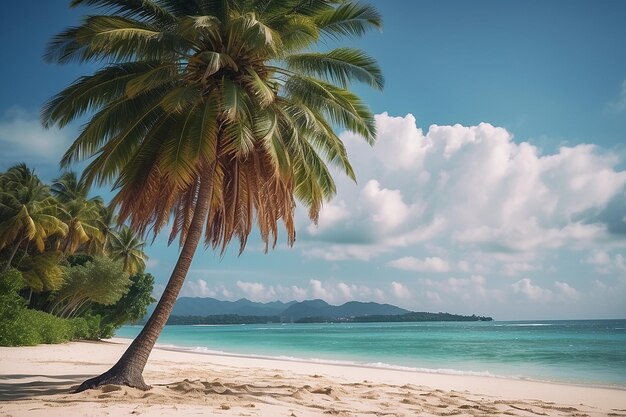 Prachtig tropisch strand en zee met kokospalm