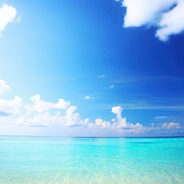Prachtig tropisch strand met blauwe lucht en witte wolken abstracte textuur achtergrond Generatieve AI