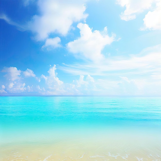 Prachtig tropisch strand met blauwe lucht en witte wolken abstracte textuur achtergrondGeneratieve AI