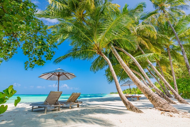 Prachtig tropisch strand paar stoelen fantastisch landschap Luxe eiland resort vakantie vakantie