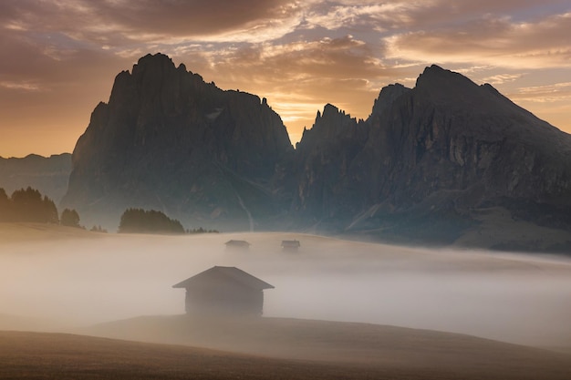 Prachtig uitzicht op de Alpenbergen Alpe di Siusi Dolomieten Italië