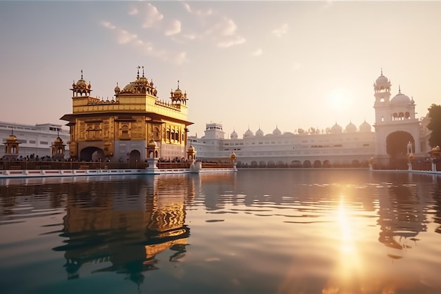 Prachtig uitzicht op de Gouden Tempel in de ochtend