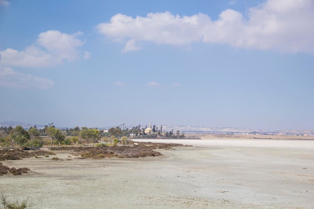 Prachtig uitzicht op de Hala Sultan Tekke in Larnaca op het eiland Cyprus