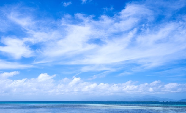 Prachtig uitzicht op de oceaan scène geïsoleerd met lichtblauwe hemelachtergrond