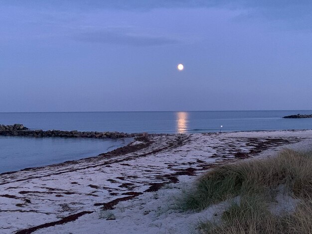 Foto prachtig uitzicht op de zee tegen de hemel 's nachts