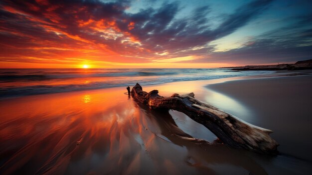 Prachtig uitzicht op de zonsondergang vanaf het strand