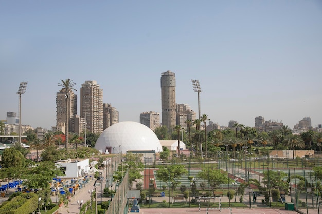 Prachtig uitzicht op het centrum van Caïro en het eiland Zamalek in Caïro, Egypte