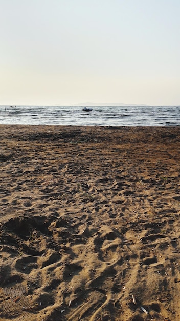 Foto prachtig uitzicht op het strand tegen een heldere hemel