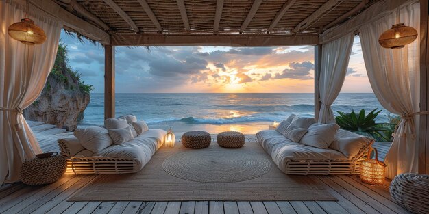 Prachtig uitzicht van een kamer aan de kust.