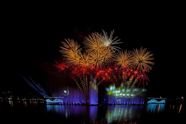 Prachtig vuurwerk aan de nachtelijke hemel