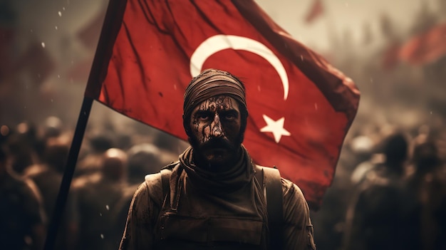 prachtig wapperende vlag van turkije generatieve AI