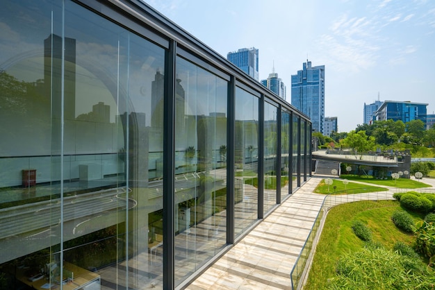 Prachtig wetland park en stedelijke skyline in chongqing china