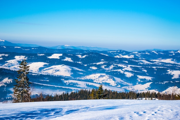 Prachtig winterpanorama van de heuvels