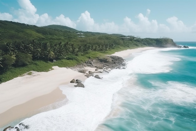 Prachtig wit zandstrand met turkoois oceaanwater