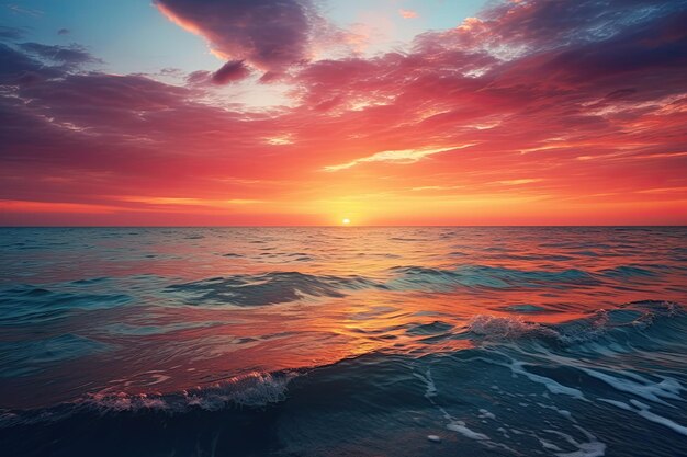 Prachtig zeegebied zonsondergang over de zee 3d render AI gegenereerd