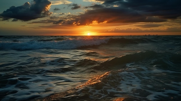 Prachtig zeegezicht Zonsondergang over de zee generatieve ai