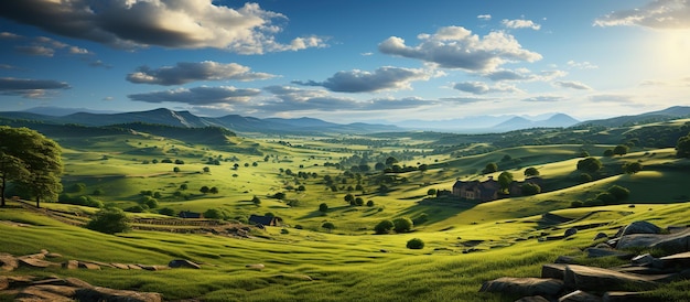 Prachtig zomerlandschap in de bergen Panoramisch zicht