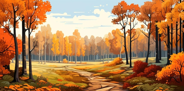 Prachtig zonnig landschap in de herfst Gouden tinten Generatieve AI
