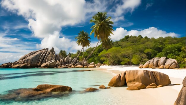 Prachtig zonnig strand op de Seychellen