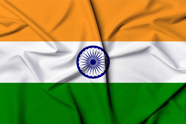 Foto prachtig zwaaiende en gestreepte indiase vlag achtergrond textuur met levendige kleuren