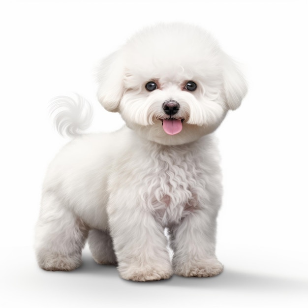 Prachtige 3D-witte Bichon Frise op schone achtergrond