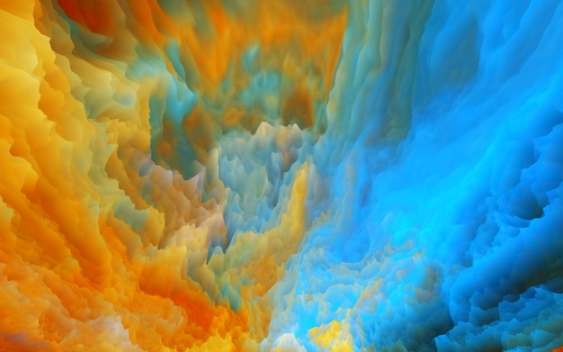 Prachtige abstracte achtergrond Abstracte oceaan KUNST Fractal art olored golven 3D Render