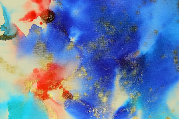 Prachtige abstracte achtergrond Gouden en blauwe gemengde verf Vloeibare kunst Vloeibaar marmer Hedendaagse kunst Alcohol inkt