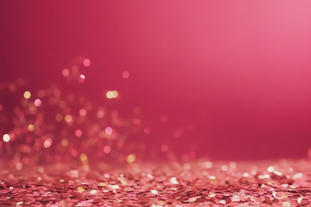 Prachtige abstracte achtergrond met sprankeling en kopieerruimte Roze achtergrond met glitterpailletten Viering feestelijk evenement Bokeh-effect Trendy design Generatieve AI