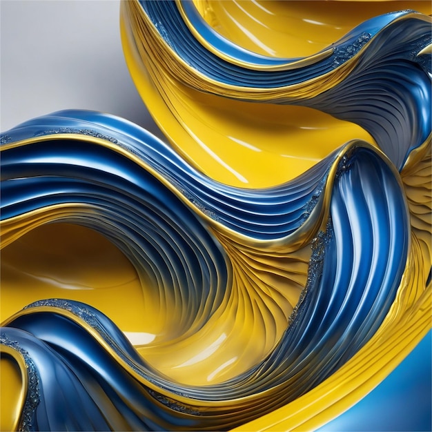Prachtige abstracte achtergrond van blauwe en gele golf