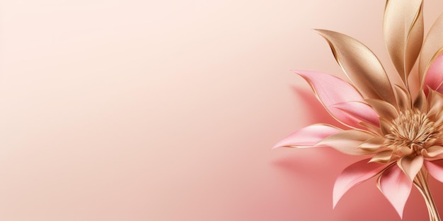 Prachtige abstracte gouden en roze bloemmotief achtergrond mooie generatieve AI AIG32
