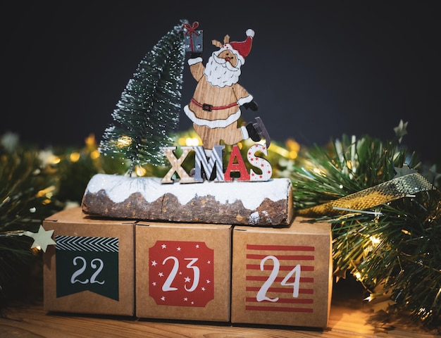 Prachtige adventskalender drie vakjes met cijfers