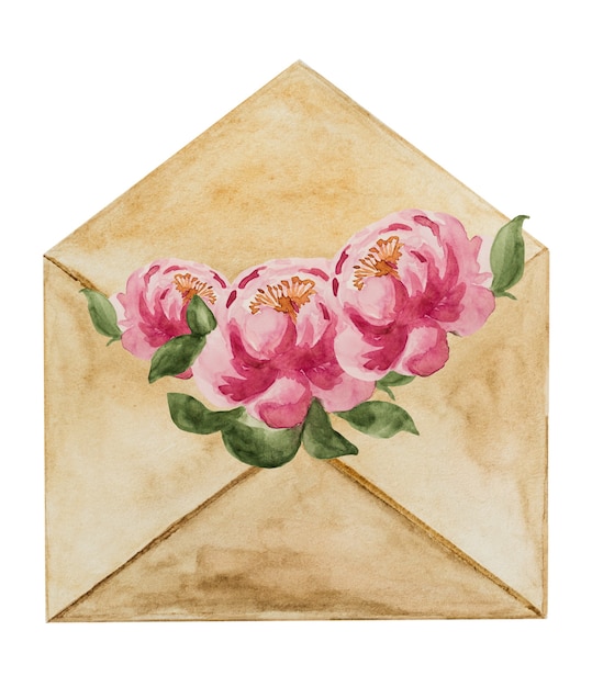 Prachtige aquarel tekening van een mail envelop.