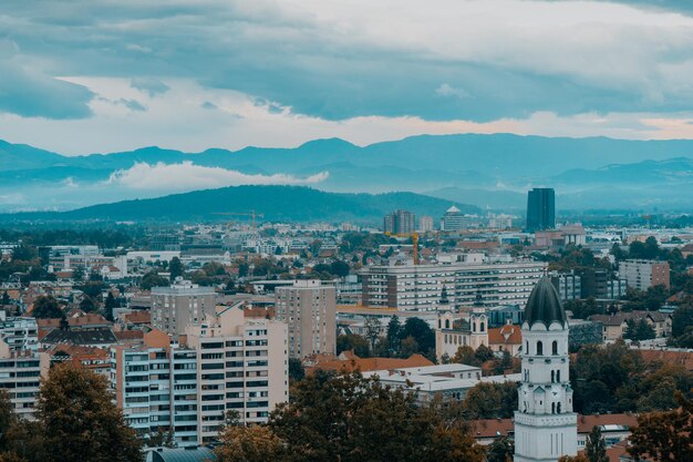 Prachtige architectuur van het stadscentrum van Ljubljana Slovenië Groene hoofdstad van Europa