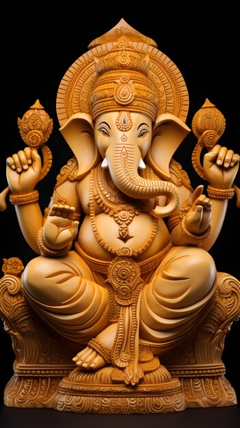 Prachtige beeldhouwkunst van Hindoegod Ganesha God van het fortuin Molbile behang