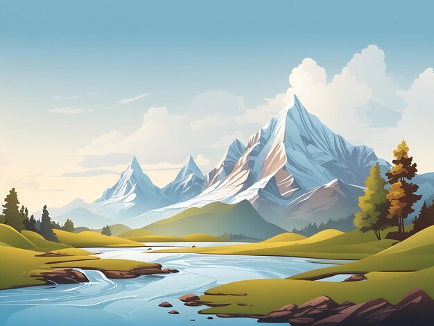 Prachtige bergen landschap achtergrond walpaper ilustrations