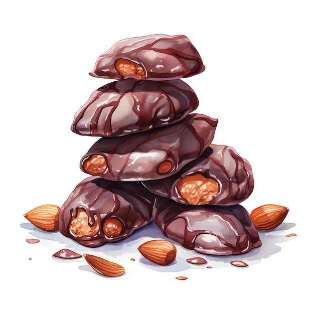 prachtige chocoladebedekte amandelcluster lekker dessert clipart illustratie