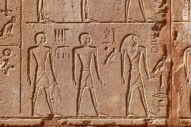 prachtige faraonische gravures en hiërogliefen in de tempel van Karnak in Luxor, Egypte